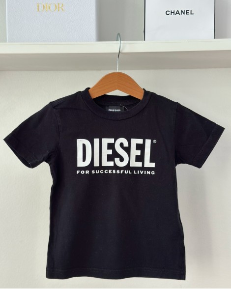 Triko dětské Diesel černé s bílým nápisem 
